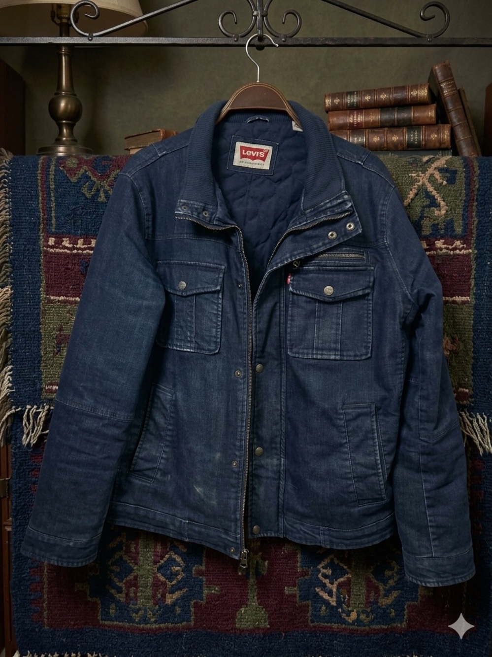 Levi's Men's Dark Blue Quilted-Lined Denim Jacket